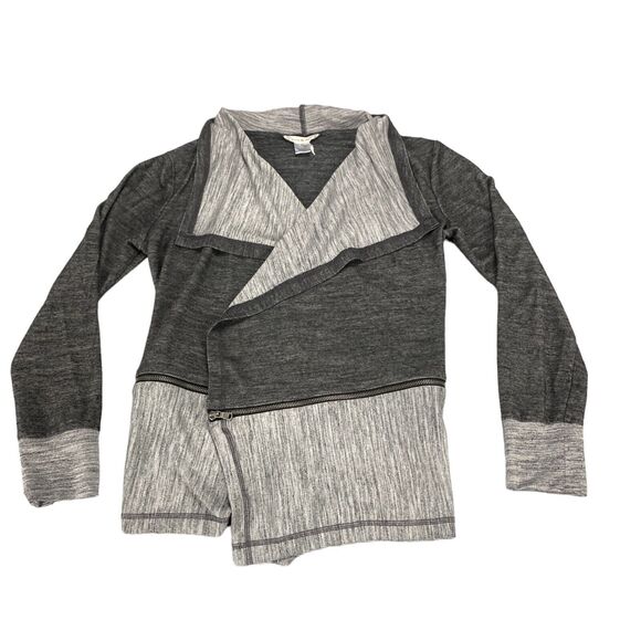 Peyton Jensen Cardigan Top Womens Medium Gray Black Long Sleeve Open Front USA - Picture 13 of 15